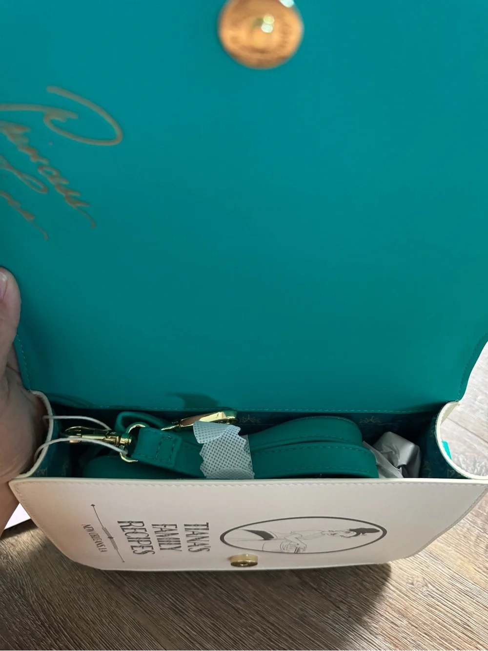 Tiana's Family Recipes Green & Gold Recipe Clutch Bag